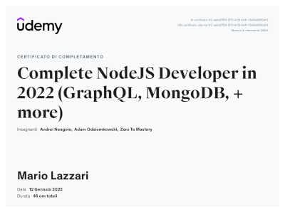 Complete NodeJS Dev 2022 GraphQL, MongoDB